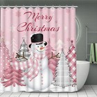 Warm Pink Christmas Snowman Bathroom Set  Cozy Home Decor