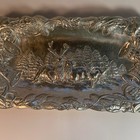 Arthur Court Aluminum Embossed Elk Deer Family Of 4 Rectangular Tray 1992 Vtg