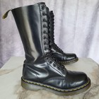 Dr  Martens 1914 Boots Womens Size 8 Black Leather Lace Up Mid Calf Grunge