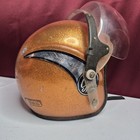 Vintage Bon Aire Motorcycle Helmet Tangerine Sparkle 1974 With Visor