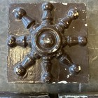 3 Antique Raised Plinth   Rosette Door Window Wood Blocks Rare Wheel Salvaged