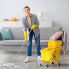 Mop Bucket With Wringer On Wheels For Floor Cleaning 38 Quart Yellow