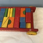 Vintage 1950 s Playskool Wooden Pull Wagon With Original Blocks And Box 1950s