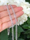 Solid 925 Sterling Silver Cuban Link Chain Necklace 24  4mm Men Women