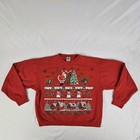 Vintage Womens Ugly Christmas Sweatshirt Pullover Size Xl Red Snowman Santa 