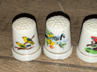 6  Vintage Collector Thimbles Porcelain Bone China - Bird Themed