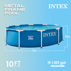 Intex 28200ep 10ft X 30in Metal Frame Above Ground Swimming Pool Pool Only