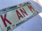 1991 Wisconsin Vanity License Plate K An M K m K   Mn Name Plate