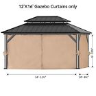 Covered Outdoor 12  X 16  Gazebo Curtain Replacement Universal 4-panel Sidewalls