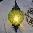 Bubble Glass Hanging Swag Lamp Green Vintage Retro See Description