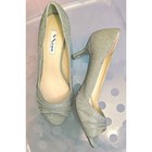 Nina New York Silver Peep Toe Heels Womens Size 10 Dress Shoes Evening Pumps New