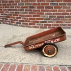 Vintage Pedal Car Red Tractor Trailer Pull Behind Cart Radio Steel Chicago 