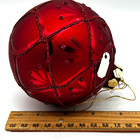 Dept  56 Large Mercury Glass Round Red Glitter Ball Christmas Ornament
