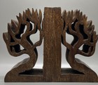 Bonsai Wooden Bookends Wood  Hand Crafted Vintage Carved Tree Life 5x8x3 5    Book