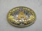 Huabola Calyn Belt Buckle Initial  a  Western Cowboy Silver Gold Toned Rodeo