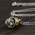 Helmet Soldier Biker Skull Jewelry 2-tone Gothic Evil Pendant Necklace