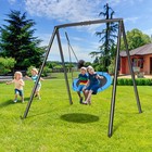 440lb Metal Swing Set Outdoor Kids Adult Heavy Duty Swing Frame Backyard Playset