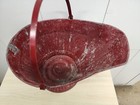 Large Red Antique Vintage Original Galvanized Scuttle Coal Hod Bucket Pail