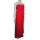 Vera Wang White Red Strapless Chiffon Bridesmaid Prom Gown Column Dress Size 10