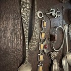 Vintage Lot Of Sterling Silver Flatware Pins Bracelets  450g