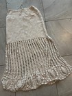 Vintage 70s Handmade Crochet Sheer Skirt Bohemian Hippy Knit Sweater Ivory Xs s