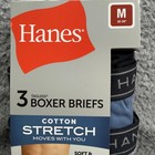 Hanes Cotton Stretch Boxer Briefs Mens M 32-34 Multicolor 3 Pack Tagless Wicking