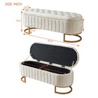 Elegant Button-tufted Upholstered Storage Ottoman Bench W metal Legs For Bedroom