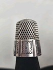 Antique Sterling Silver Thimble  9 Ornate Victorian Etched Collectible  Sewing