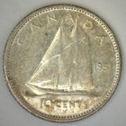 1951 Canada 10 Cents Au unc Dime Almost Uncirculated Silver Coin George Vi 10c