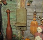 Primitive Antique Vtg Style Sage Wood Colonial Knickknack Shelf W hook Made Usa