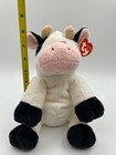 New Damaged Tag Ty Pluffies Milkers Cow Beanie Plush Black White 8  2006 Lovey