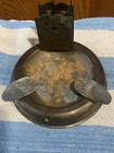 Antique Vintage Weighted Metal Tin Copper Brass Ashtray Matchbox Holder