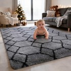 Fluffy Area Rug Large Geometric Soft Shaggy Mat Carpet For Living Room Floor