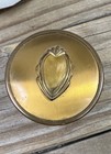 Vintage Art Deco Dresser Jar Glass Vanity Powder Metal Lid Trinket Jar     