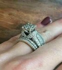 3ct Lab Created Diamond Engagement Bridal Band Ring Set 925 Sterling Silver Sz 8