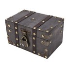 Wooden Treasure Chest Vintage Style Coded Lock Alloy Tipping Wood Wide Apply