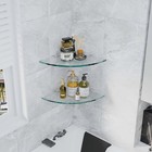 Set Of 3 Shower Wall Mount Tempered Glass Shelves - Corner Shelf For Organizer
