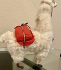 Vintage Llama Alpaca Plush Figure Real Wool Fur 12    Handmade 