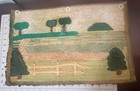 Vintage Hand Hooked Rug Wall Hanging Folk Art Landscape Cabin Trees