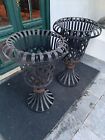 Pair Of  Large  Antique Cast Iron Planters  Original   Circa 1890 Rare