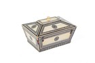 Antique Anglo-indian Sadeli Mosaic Bone Box  Sarcophagus Form  19th C 