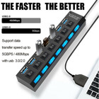Usb Hub 7 Port On off Switch High Speed Splitter Ac Adapter Cable Pc Laptop Lot