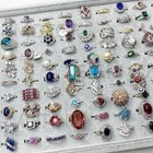 50pcs Wholesale Colorful Crystal Mixed Rings Bulk Finger Band Ring Jewelry Lot