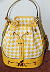 Michael Kors Reed Medium Drawstring Belted Intertwined Yellow Bucket Bag Nwt