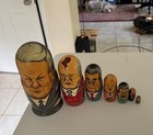 7 Vtg Hand Painted Wood Russian Nesting Dolls Political Leaders Boris Yeltsin