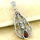 Genuine Garnet   Pearl 925 Sterling Silver Antique Style Pendant            605x