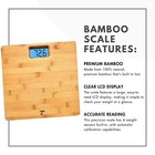 Bamboo Non-slip Digital Backlight Weighing Bathroom Scale 400lbs Max Led Display