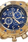 New Akribos Xxiv Ak814ygbu Men s Large Gold Blue Dial Chronograph Luminous Watch