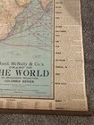 Rand Mcnally Antique School House Pull Down World Map In Oak Case 1904