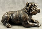 English Bulldog Cast Iron Heavy Statue Doorstop Antiqued Gold Large Bully Dog